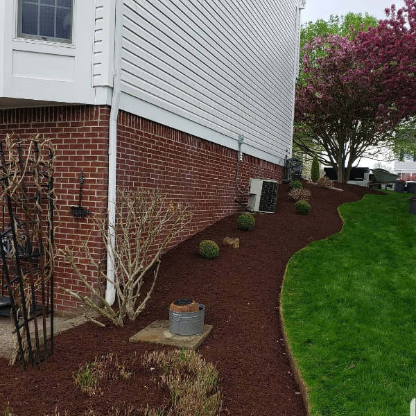 brown mulch installation